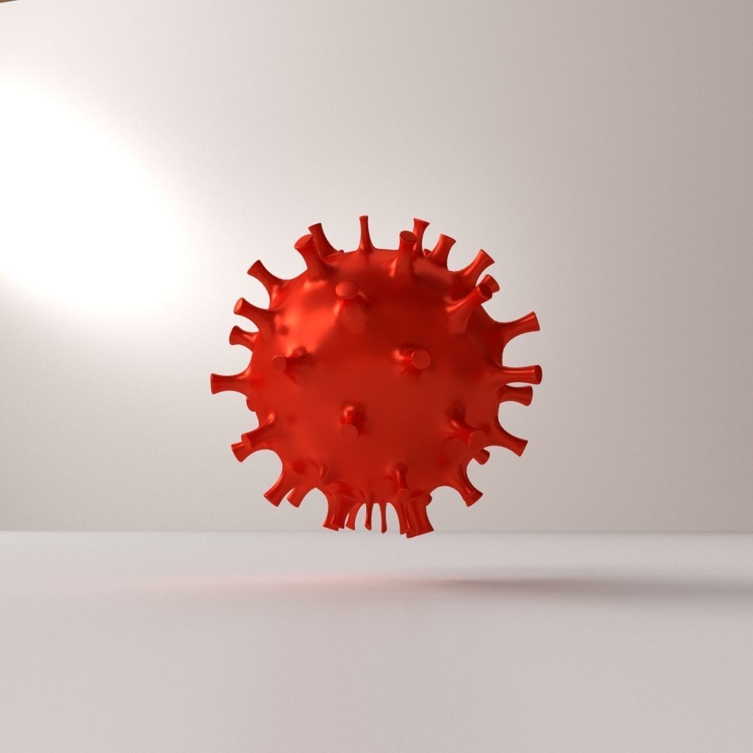 Covid19 orange coronavirus 3D model_2
