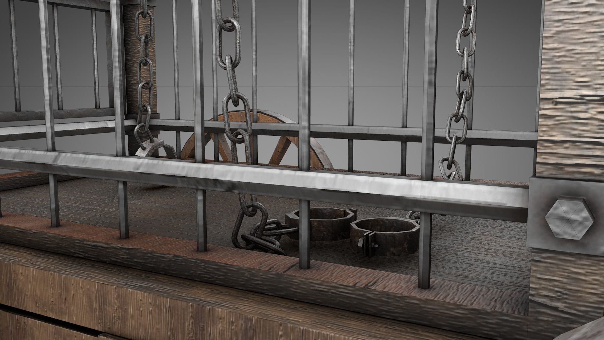 Medieval Prisoner Wagon Low-poly 3D model_15