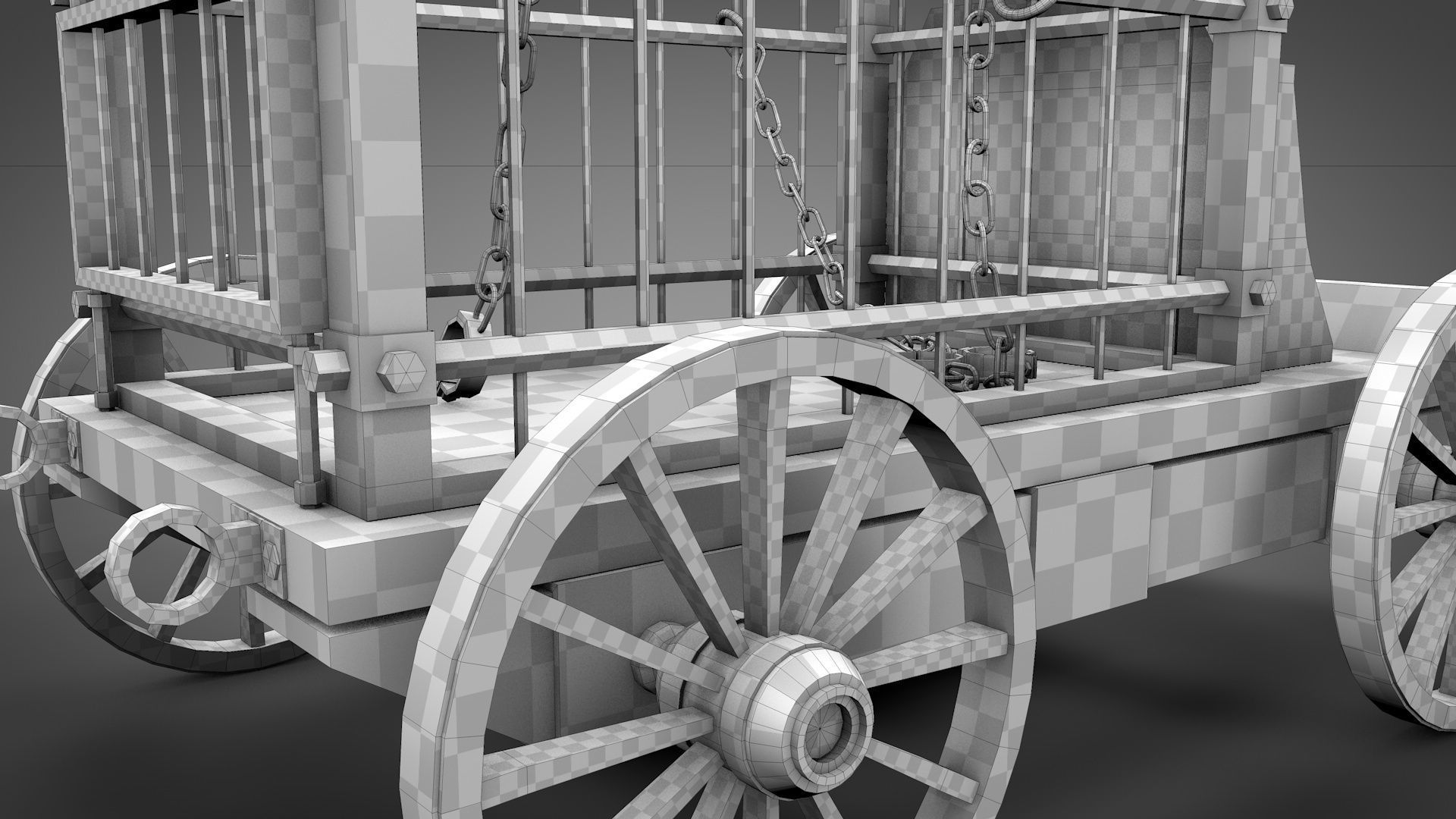 Medieval Prisoner Wagon Low-poly 3D model_28