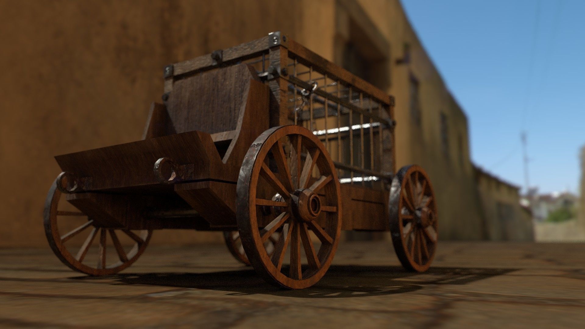 Medieval Prisoner Wagon Low-poly 3D model_1