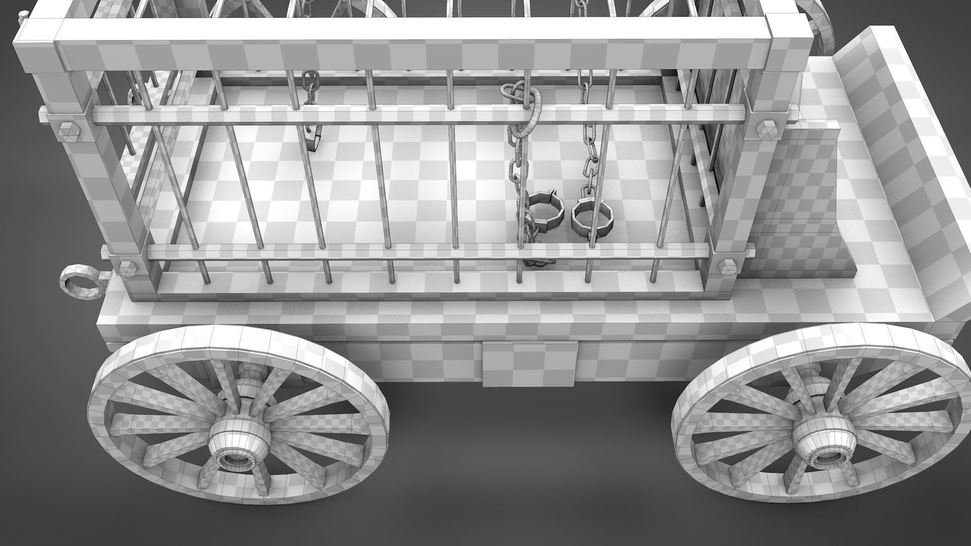 Medieval Prisoner Wagon Low-poly 3D model_27
