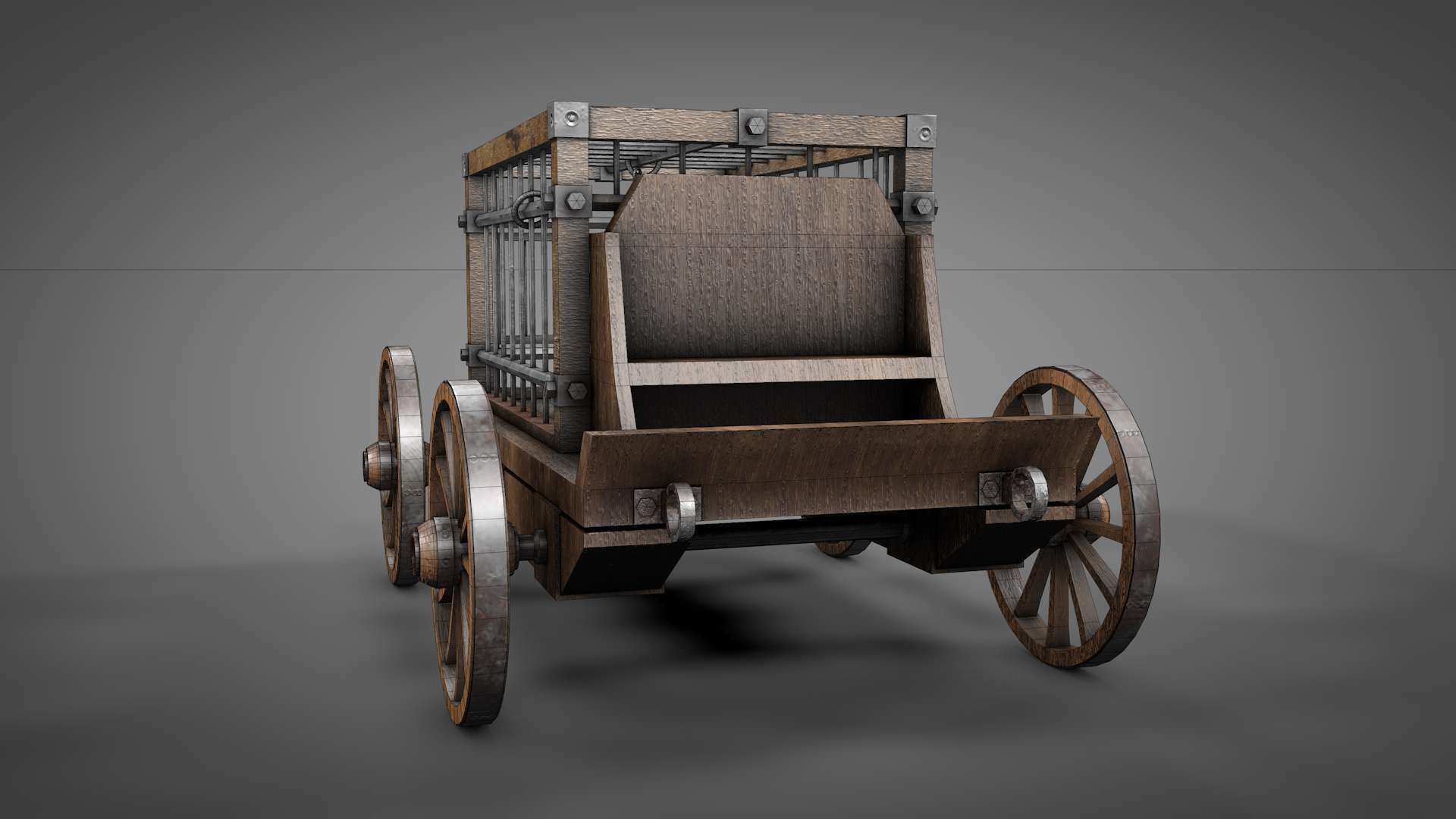 Medieval Prisoner Wagon Low-poly 3D model_3