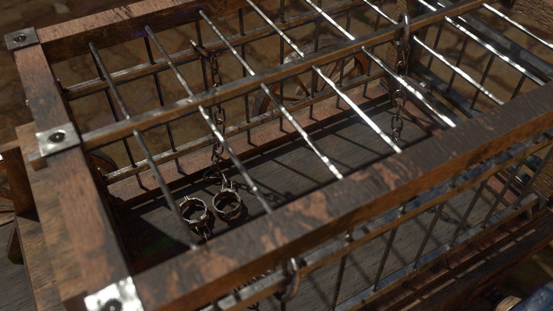 Medieval Prisoner Wagon Low-poly 3D model_12