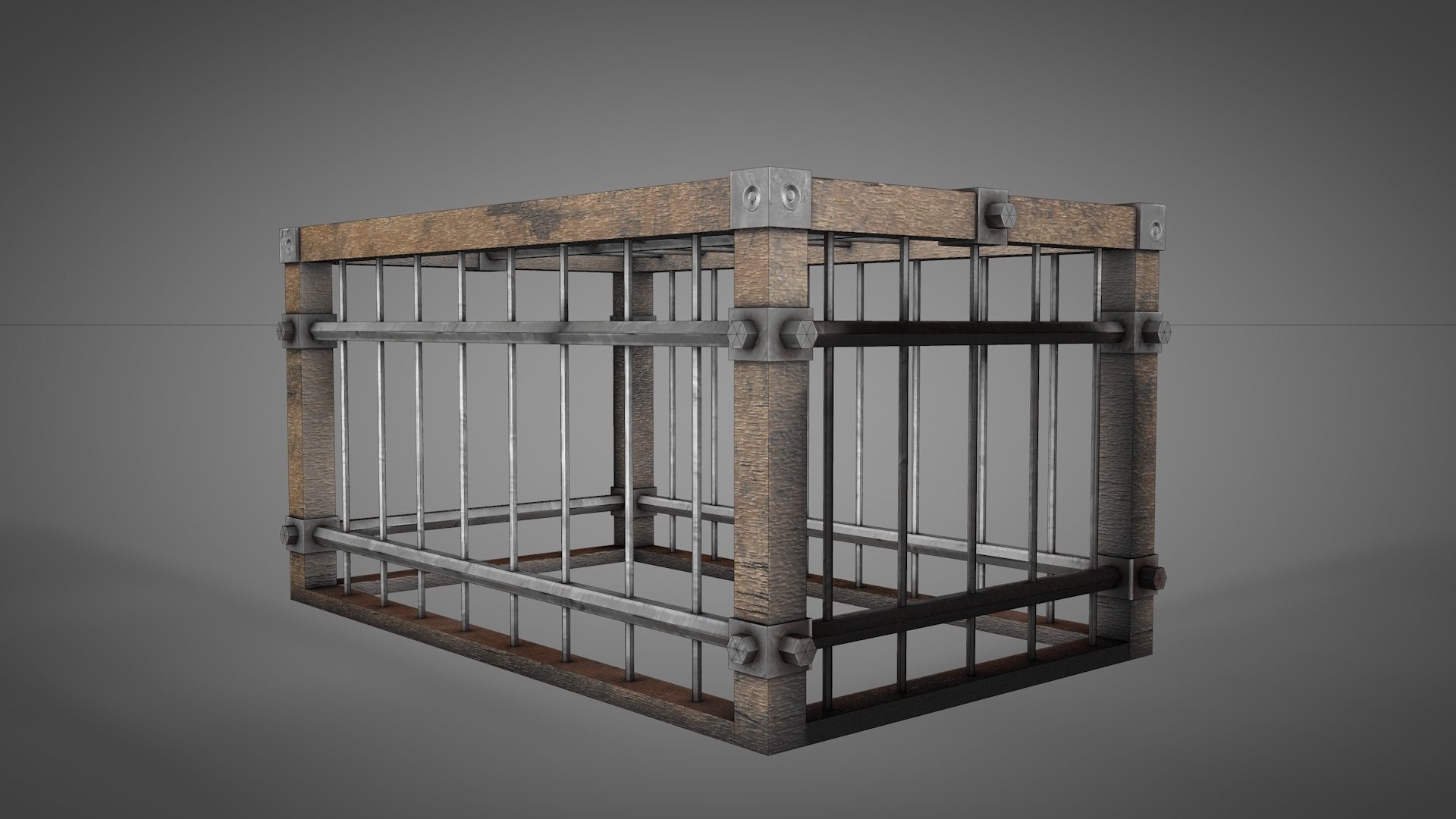 Medieval Prisoner Wagon Low-poly 3D model_25