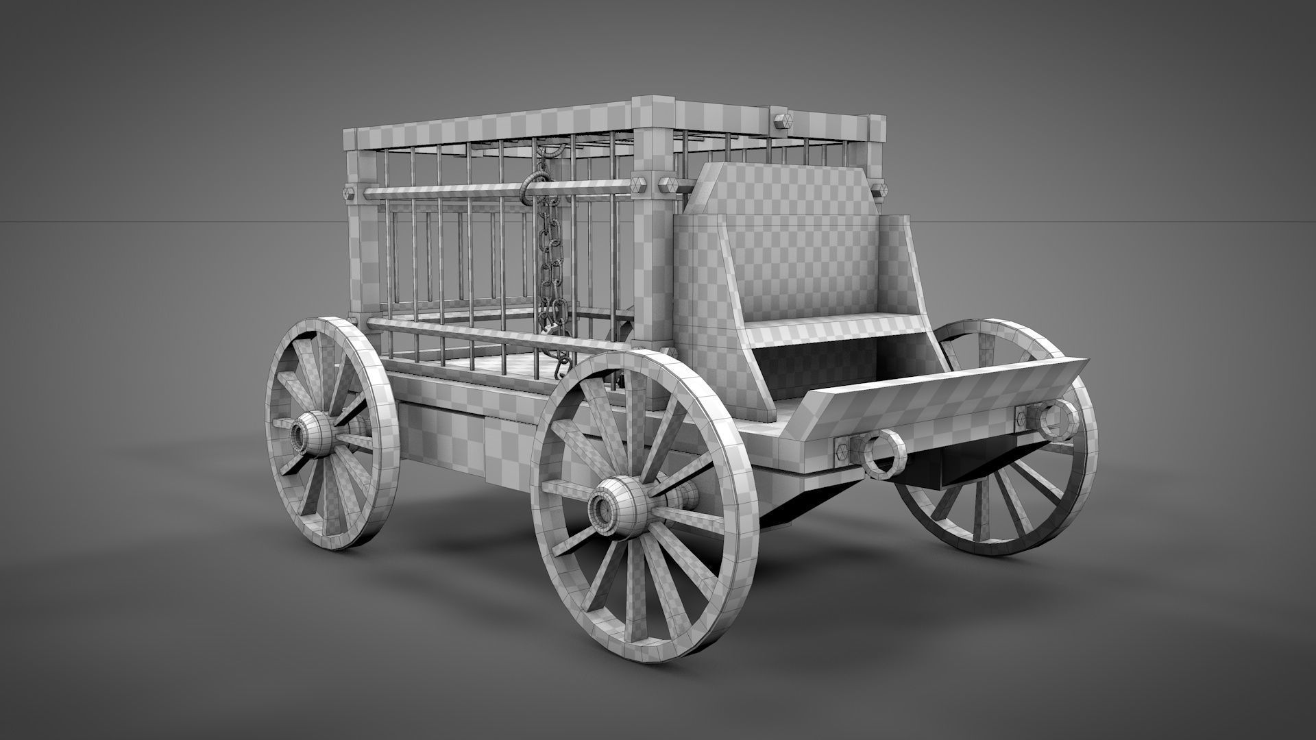 Medieval Prisoner Wagon Low-poly 3D model_2