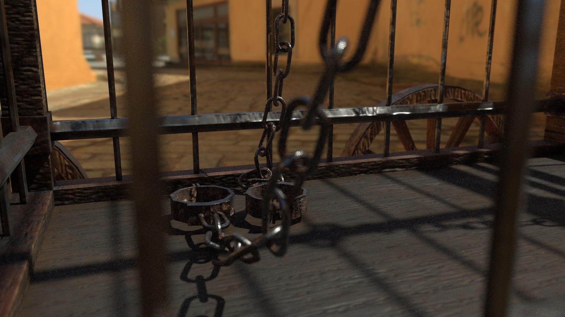 Medieval Prisoner Wagon Low-poly 3D model_11