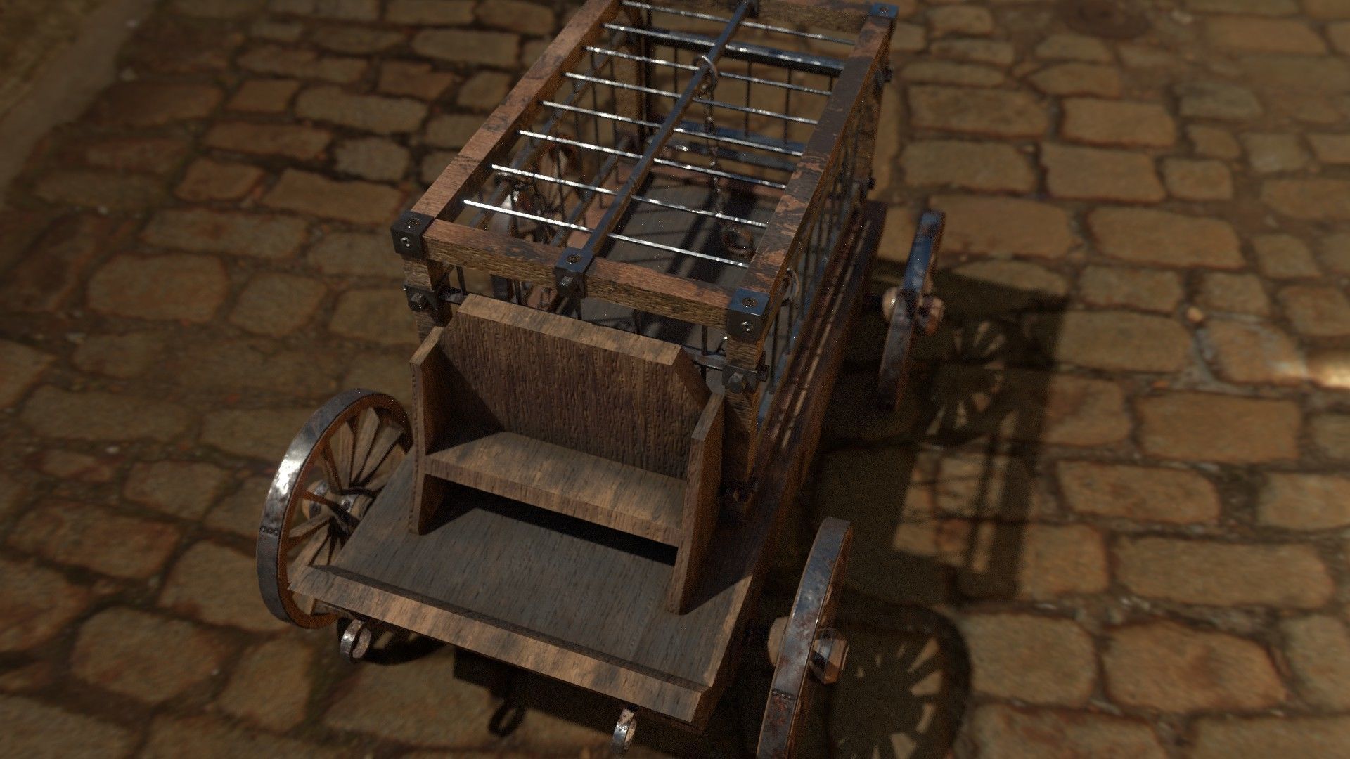 Medieval Prisoner Wagon Low-poly 3D model_22