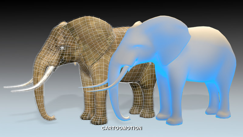 Elephant two elephants Low-poly 3D model_5