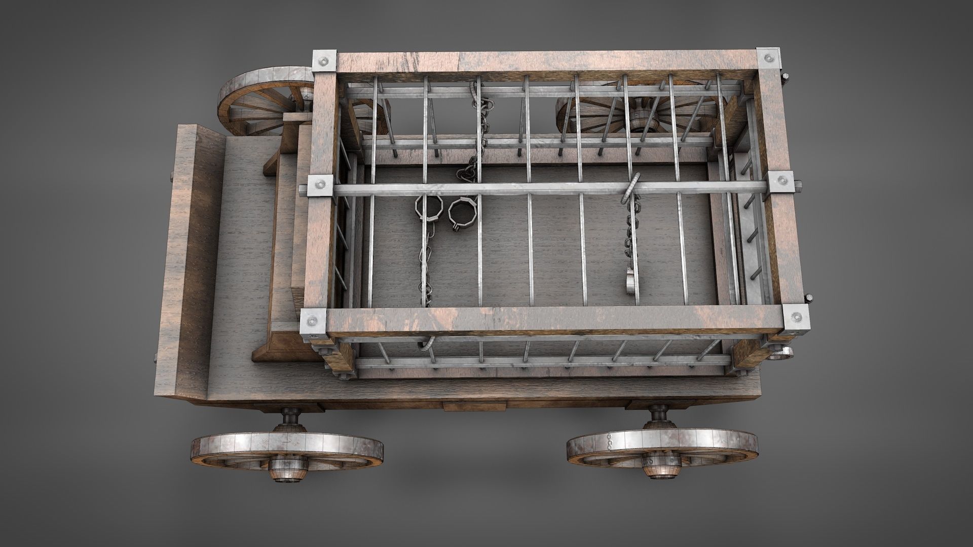 Medieval Prisoner Wagon LITE Low-poly 3D model_9