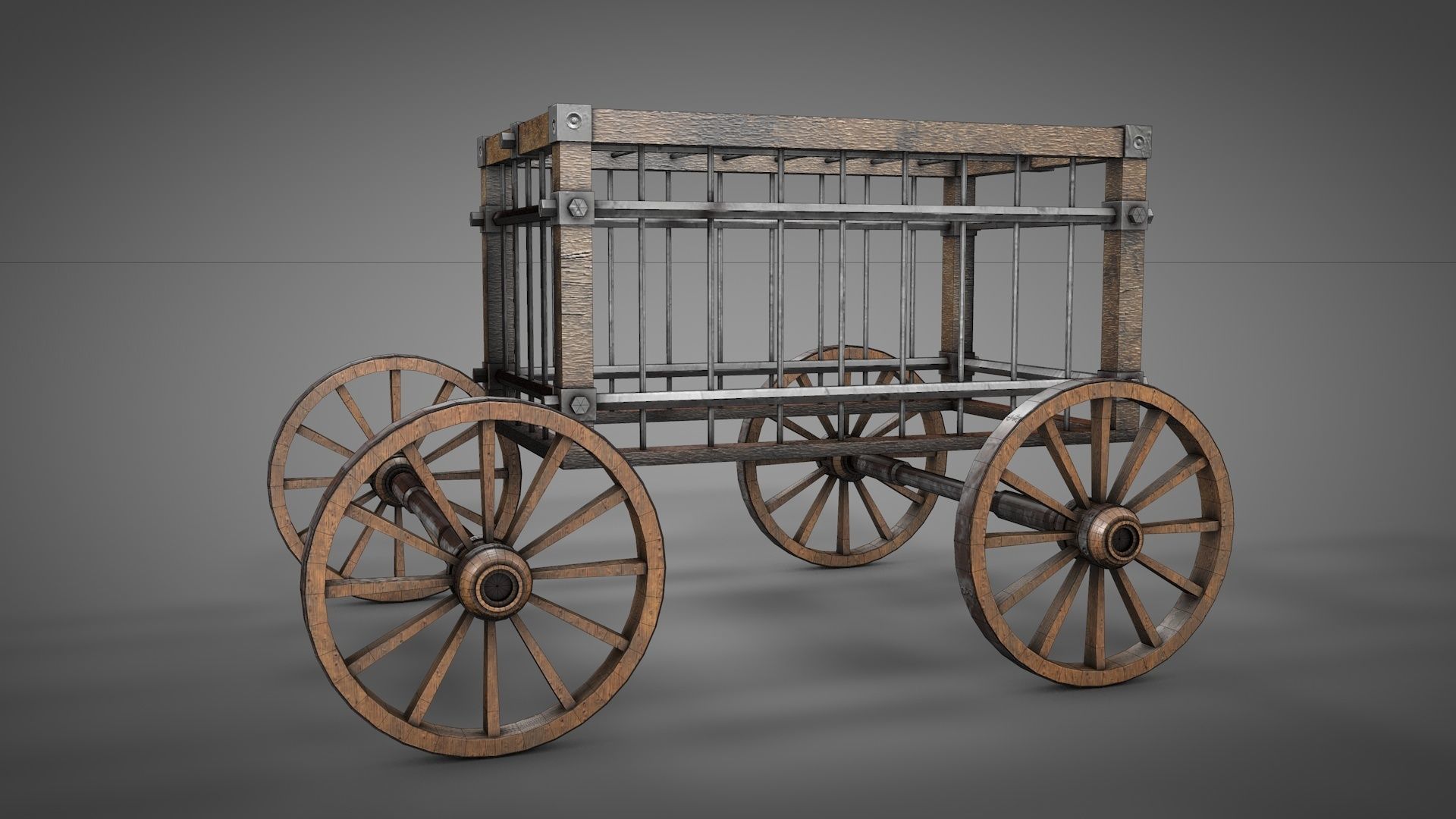 Medieval Prisoner Wagon LITE Low-poly 3D model_15