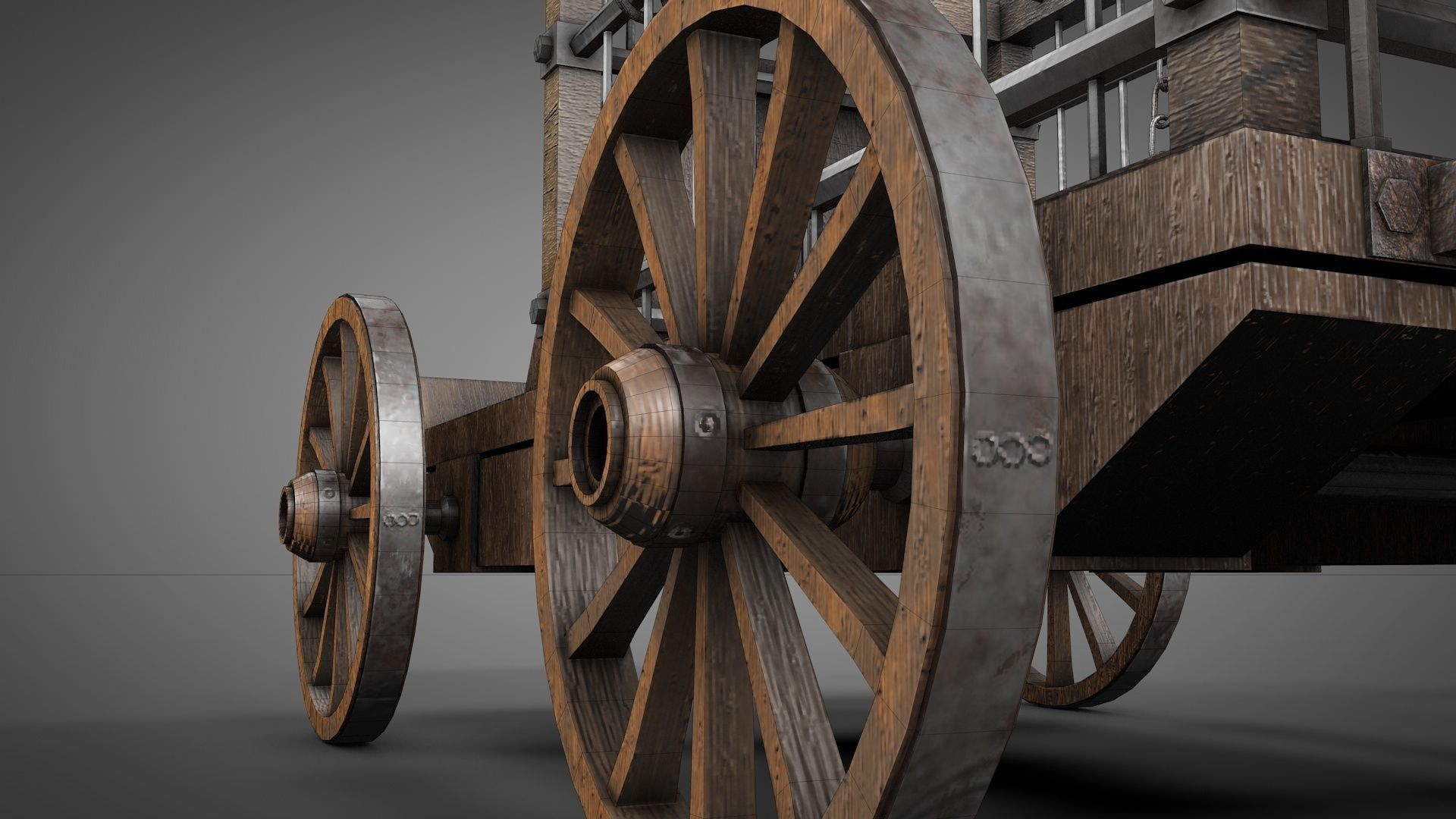 Medieval Prisoner Wagon LITE Low-poly 3D model_5
