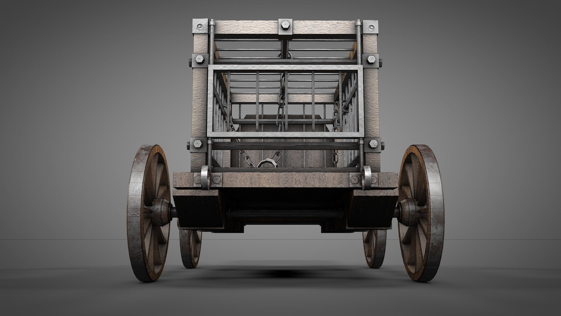 Medieval Prisoner Wagon LITE Low-poly 3D model_7