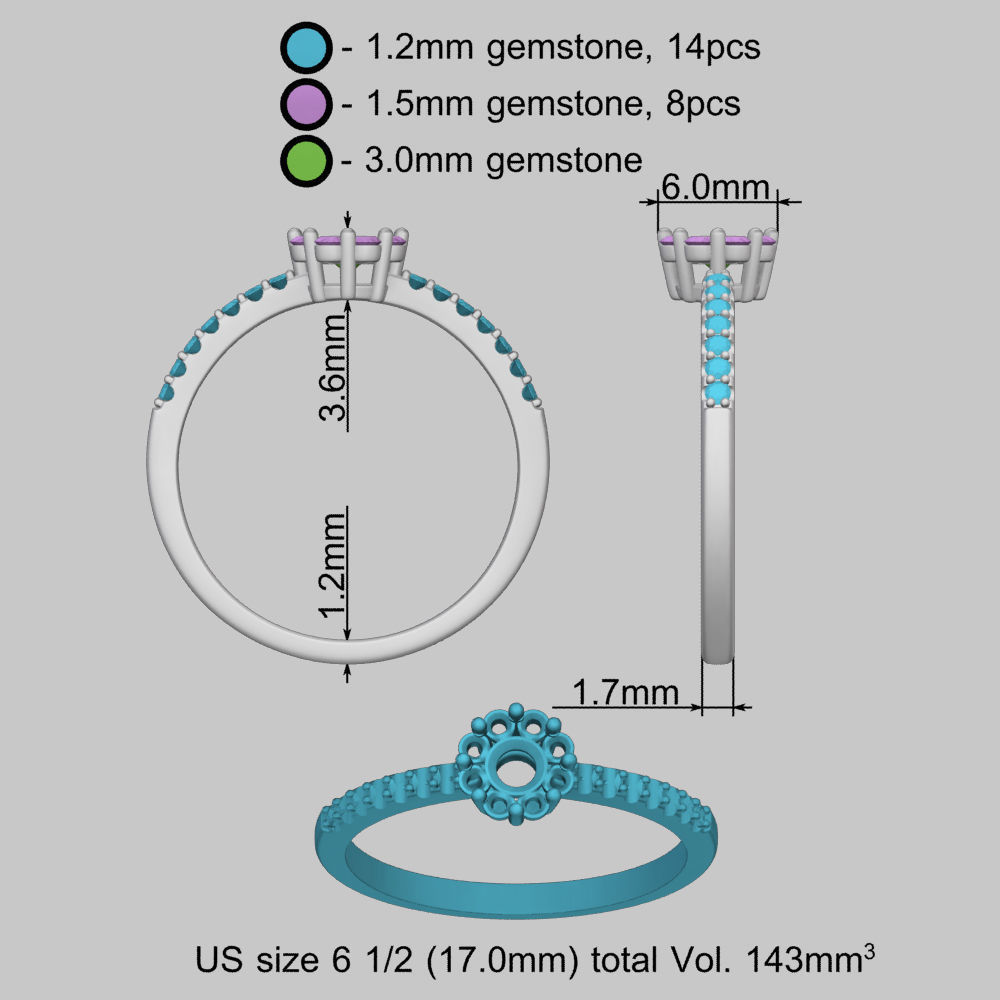Red Gold Fashion Ring 3D print model_19
