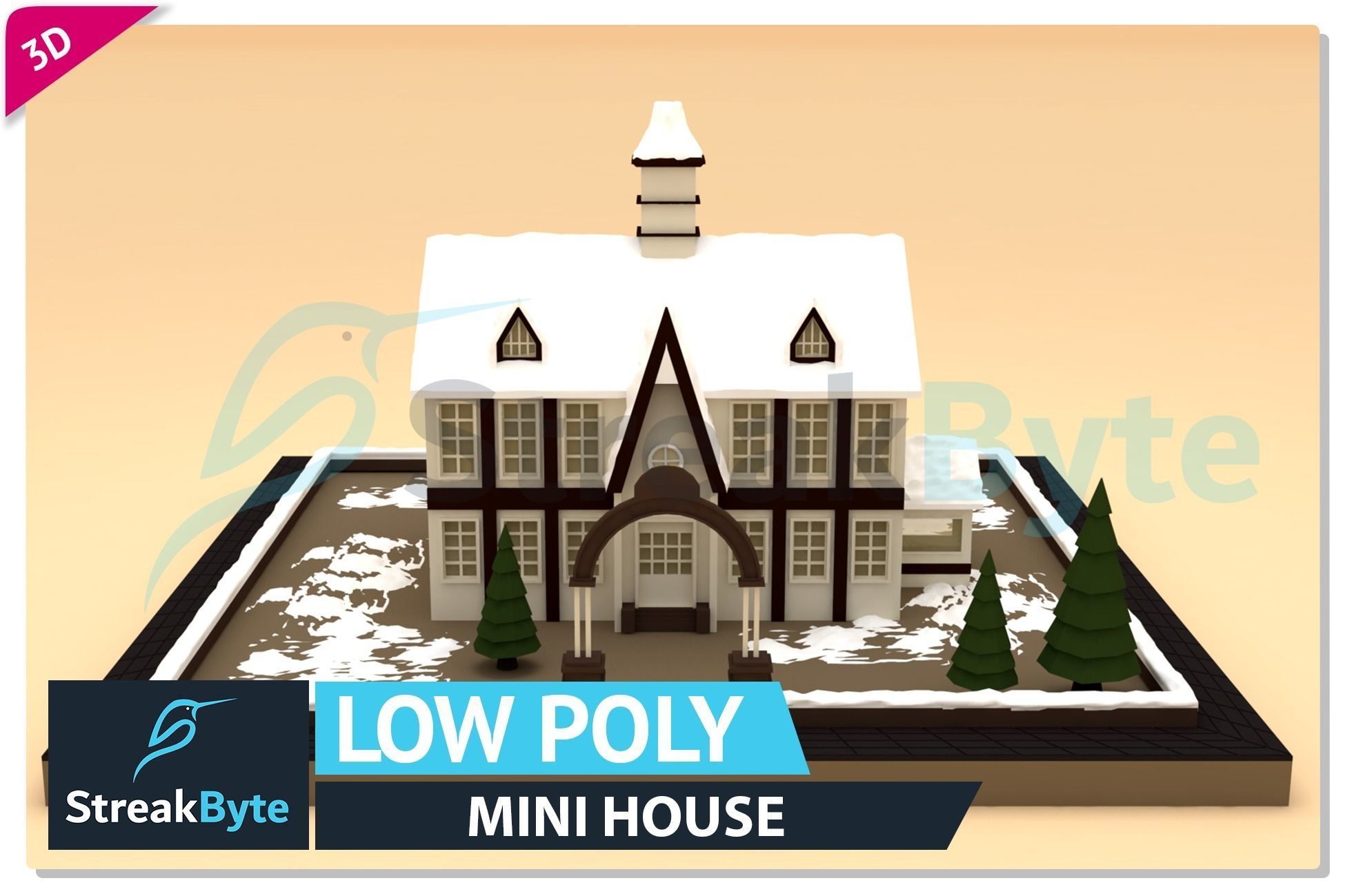 Low Poly Mini Christmas House Low-poly 3D model_2
