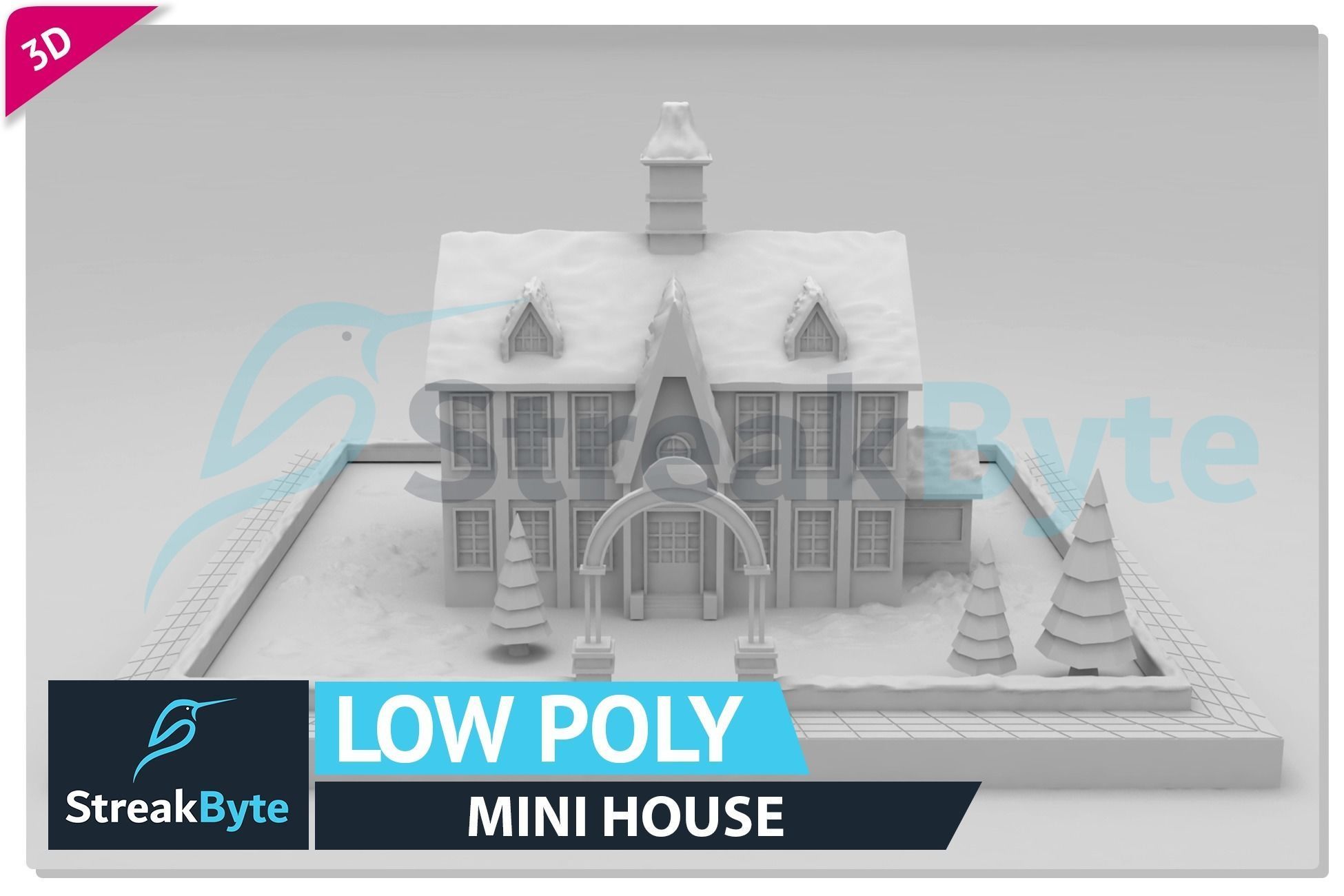 Low Poly Mini Christmas House Low-poly 3D model_3