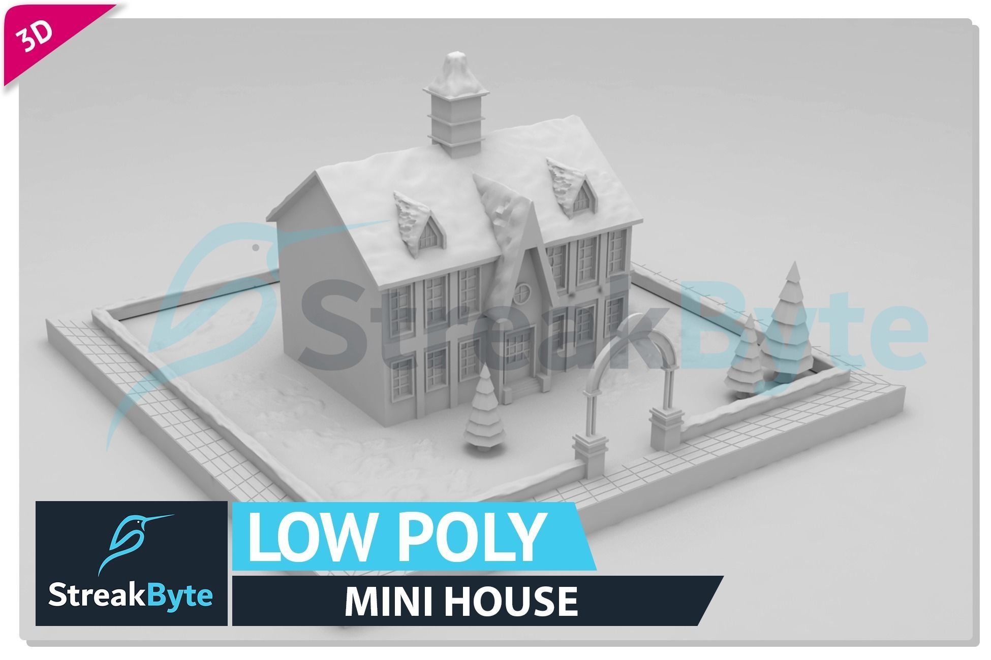 Low Poly Mini Christmas House Low-poly 3D model_1