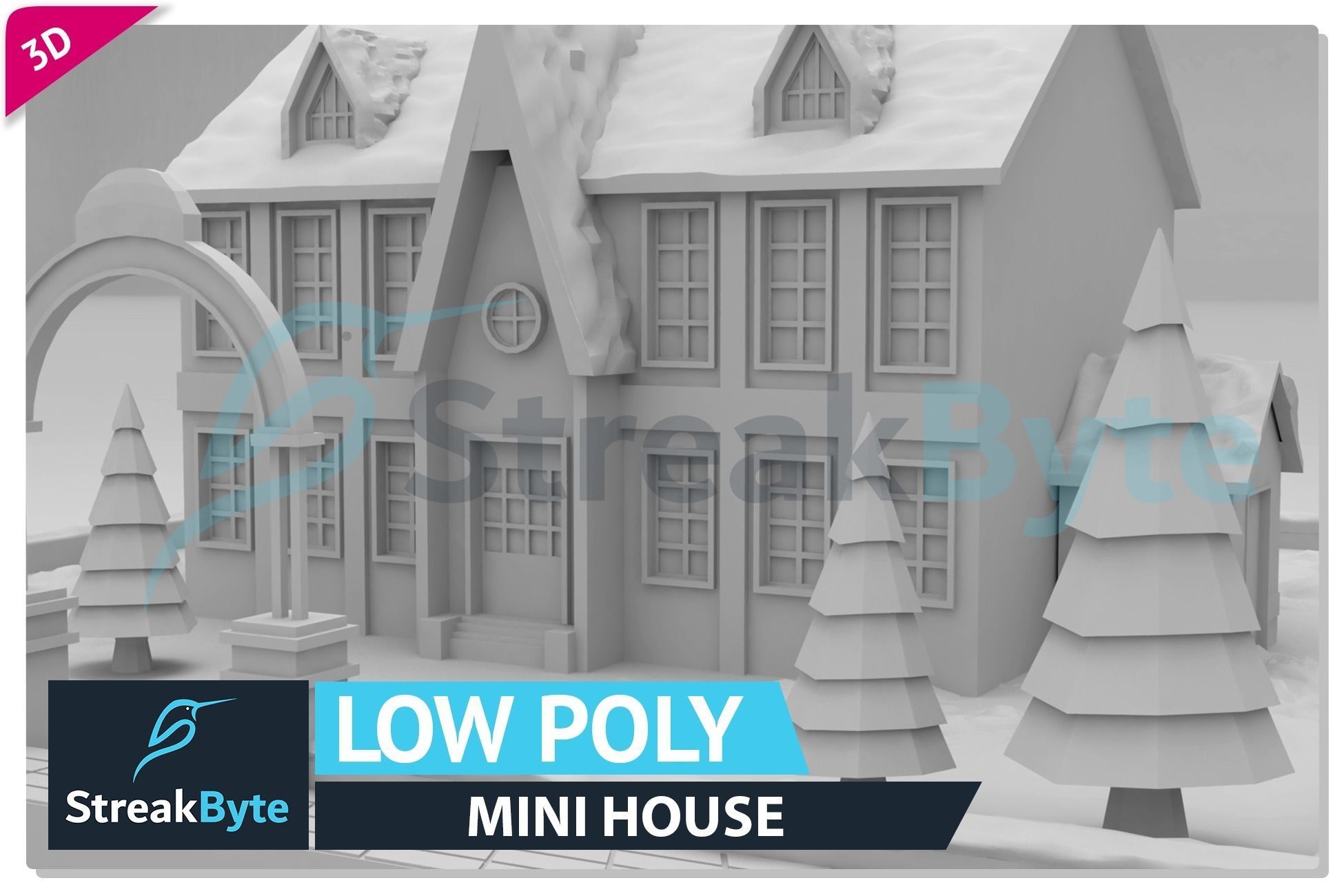 Low Poly Mini Christmas House Low-poly 3D model_5