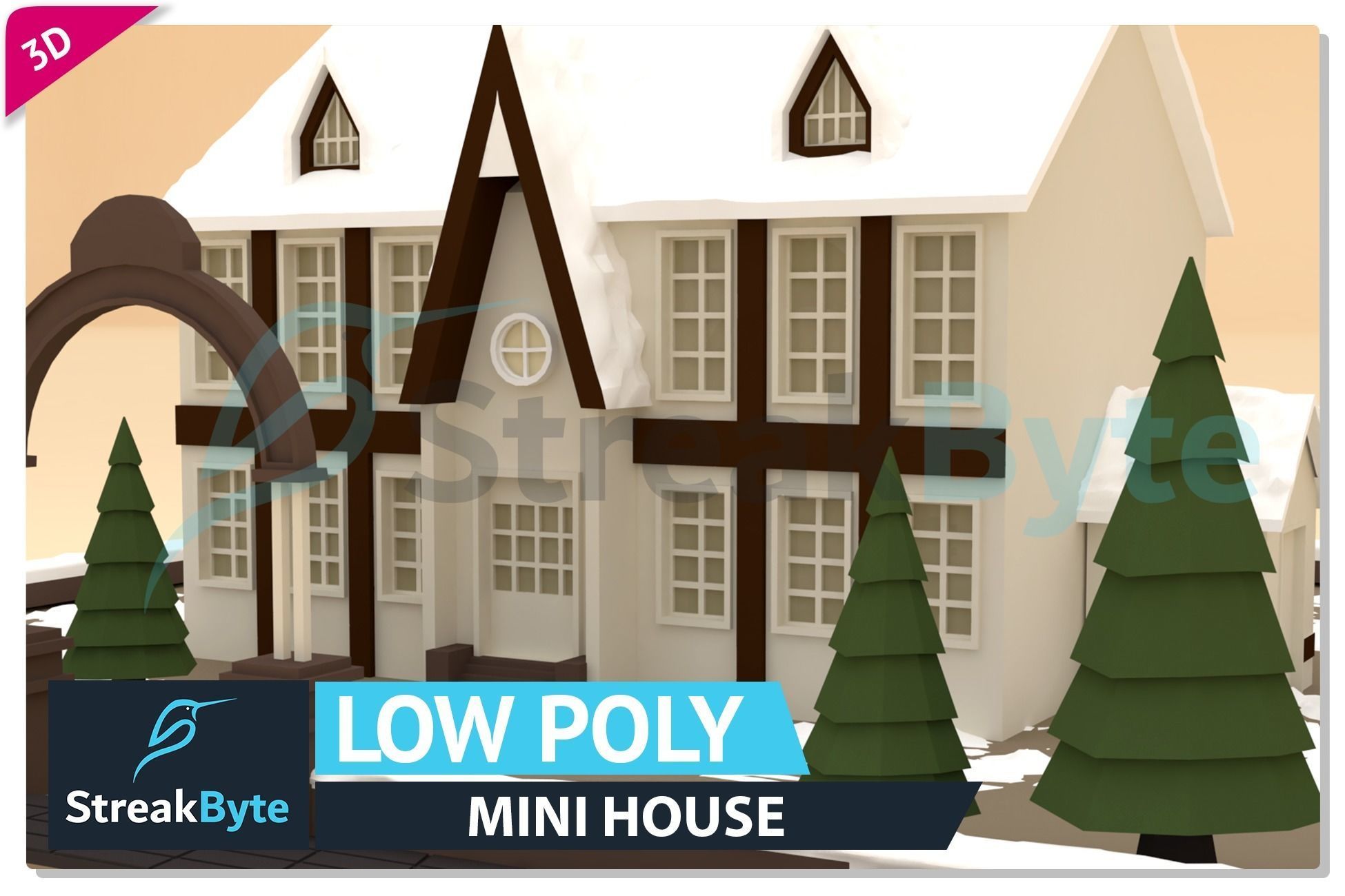Low Poly Mini Christmas House Low-poly 3D model_4
