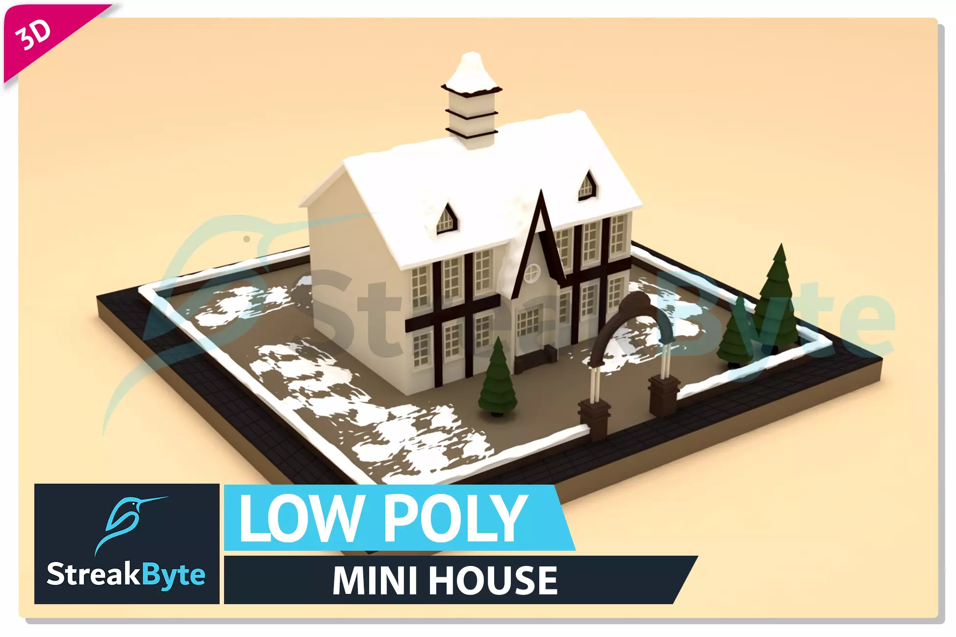 Low Poly Mini Christmas House Low-poly 3D model_0
