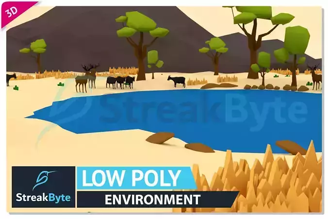 Low Poly Forest Environment Low-poly 3D model