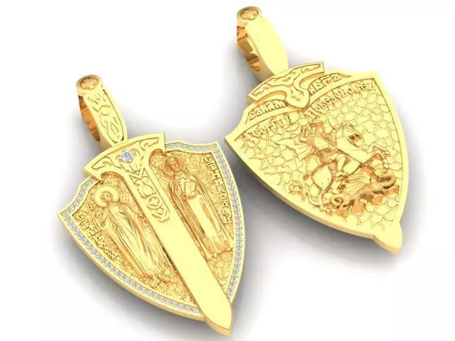 Orthodox Pendant with the faces of saints 3D print model_0