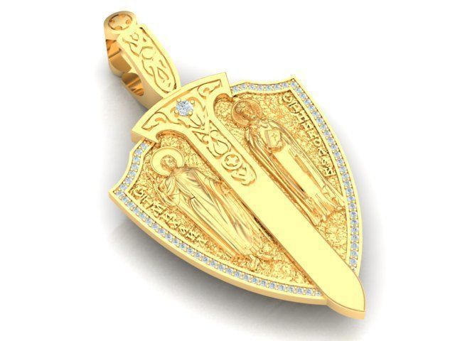 Orthodox Pendant with the faces of saints 3D print model_1