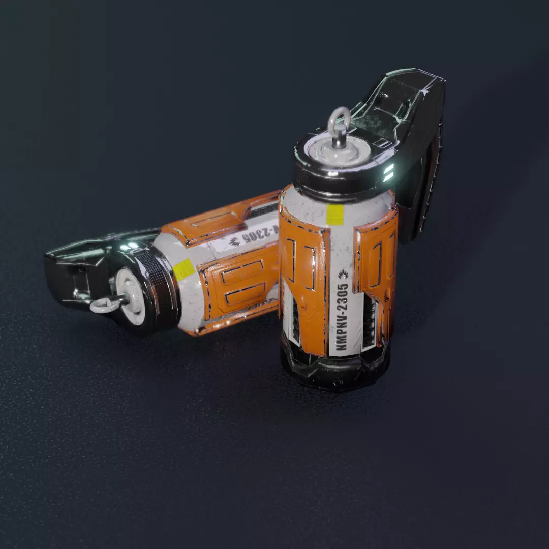 Granade hi-tech Low-poly 3D model_0