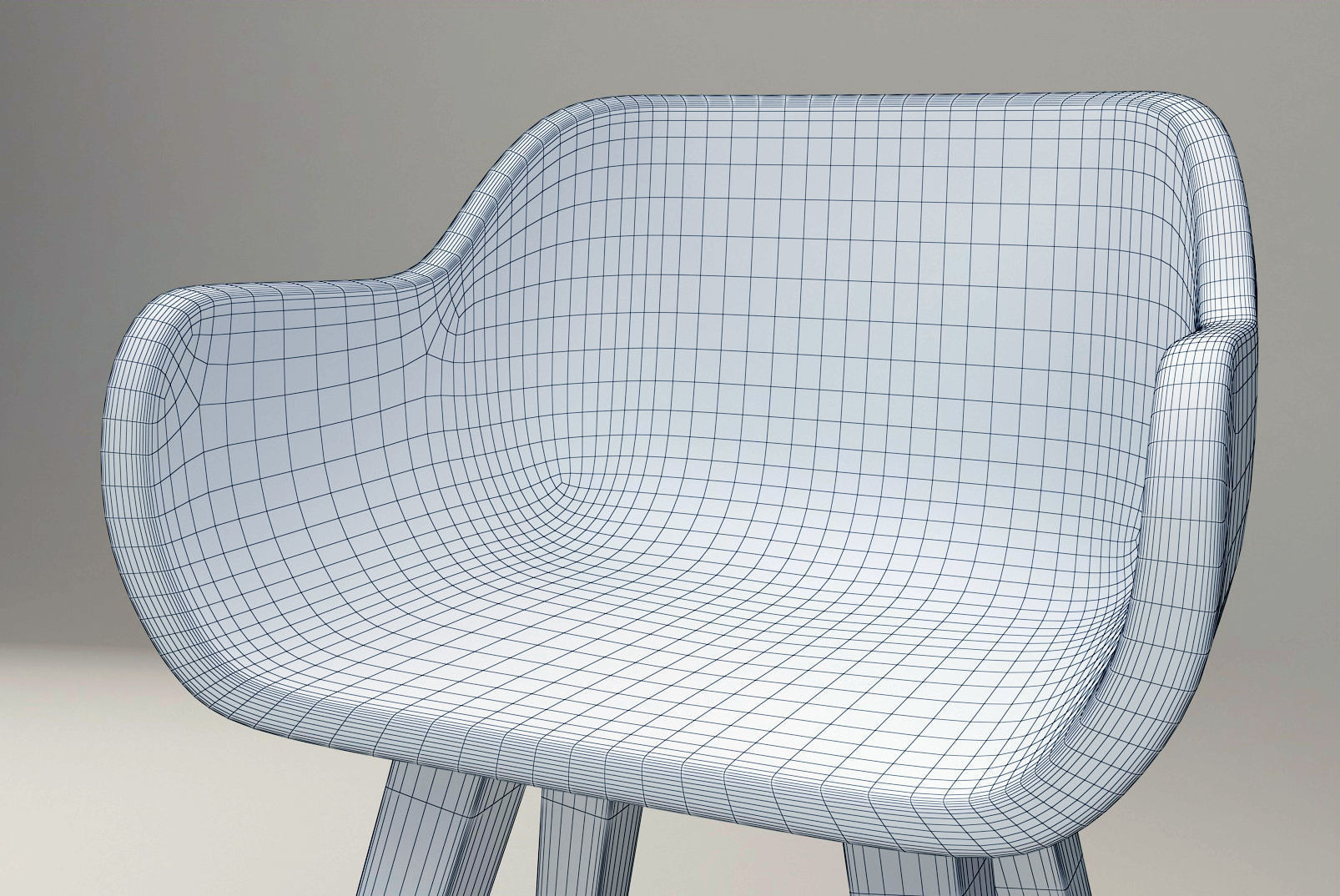 Wood Bar Chair 3D model_7
