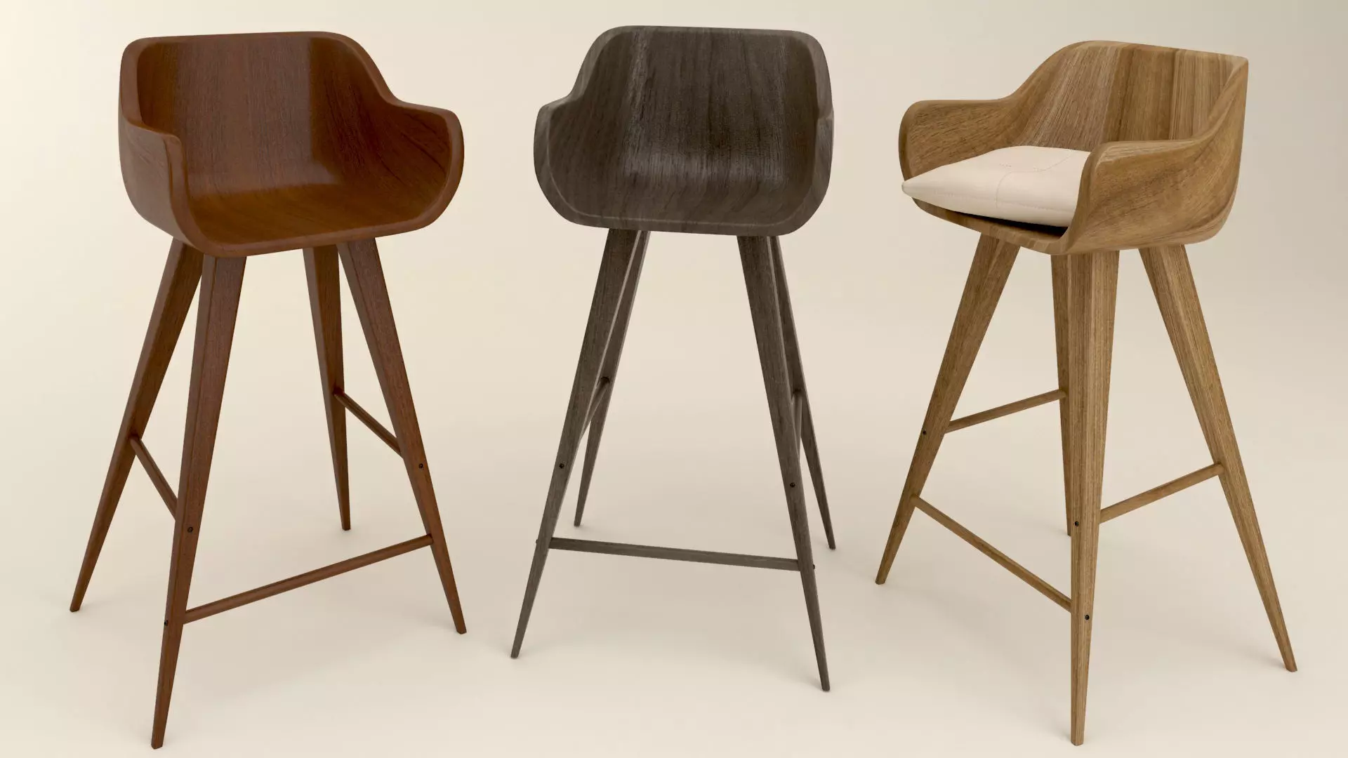 Wood Bar Chair 3D model_0