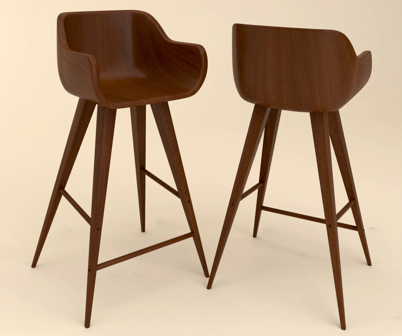 Wood Bar Chair 3D model_1
