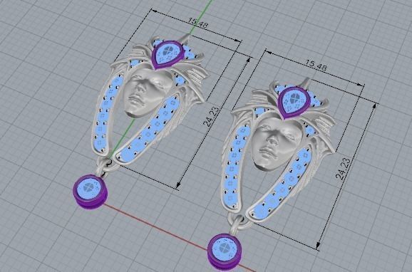 Earrings Head Girl 3D print model_9