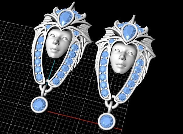 Earrings Head Girl 3D print model_2