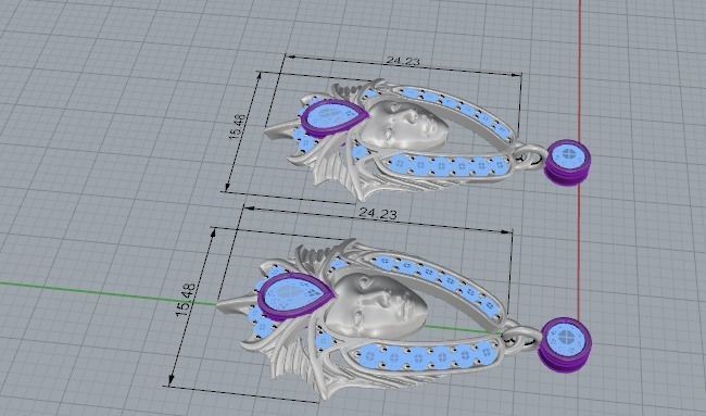 Earrings Head Girl 3D print model_10