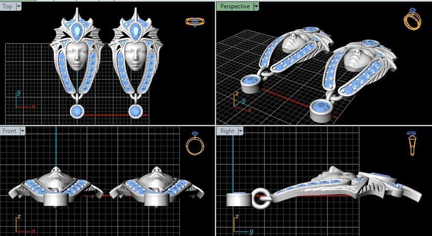 Earrings Head Girl 3D print model_6