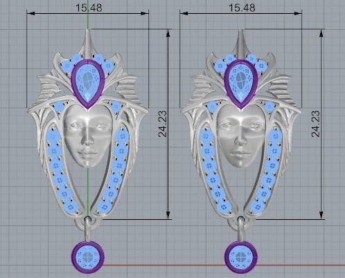 Earrings Head Girl 3D print model_8