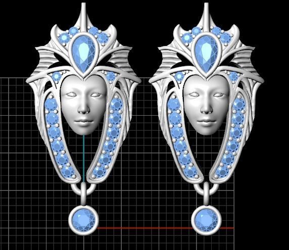 Earrings Head Girl 3D print model_5