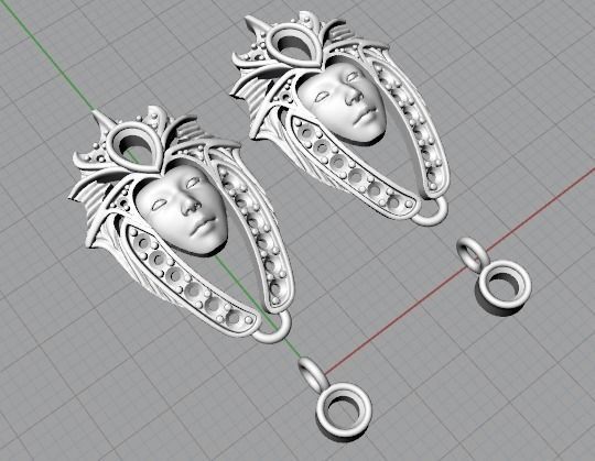 Earrings Head Girl 3D print model_11