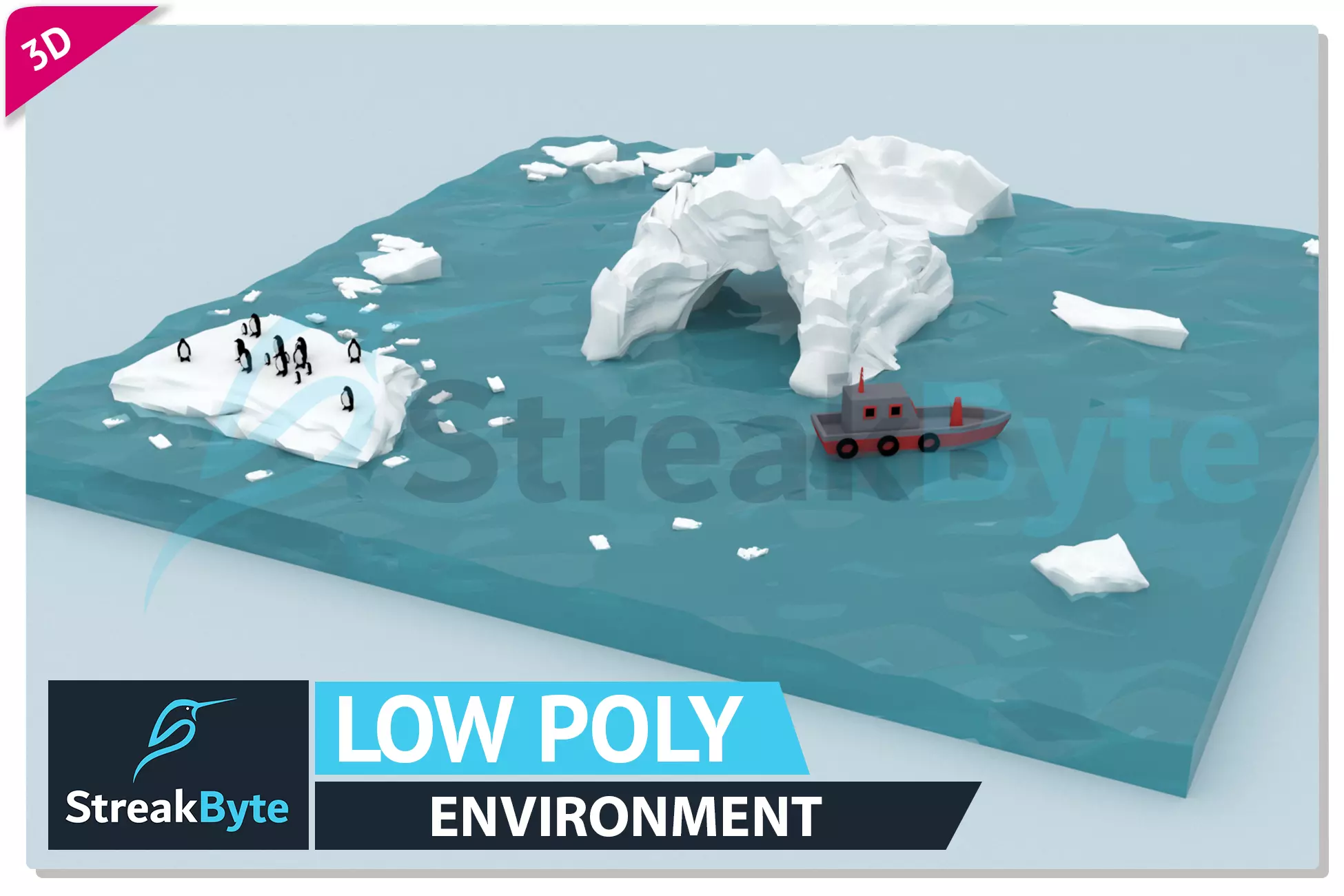 Low Poly glacier Environment Low-poly 3D model_0