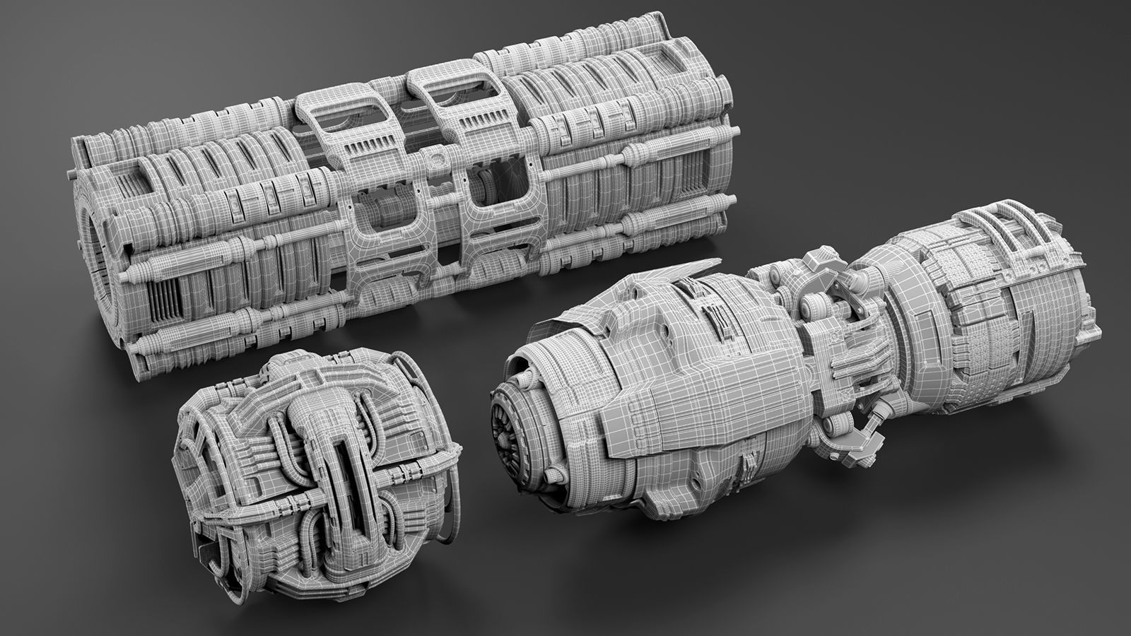Sci Fi Mega Elements KITBASH - SUBDIVISION READY - pack 3 3D model_7