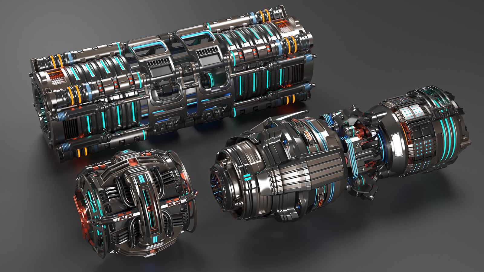 Sci Fi Mega Elements KITBASH - SUBDIVISION READY - pack 3 3D model_1