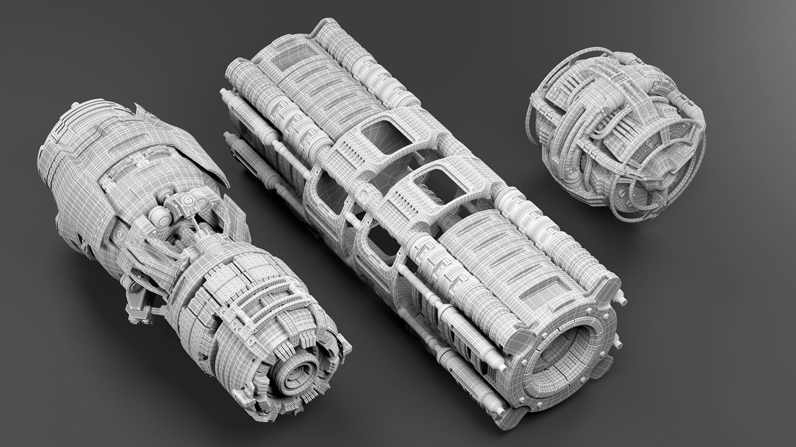 Sci Fi Mega Elements KITBASH - SUBDIVISION READY - pack 3 3D model_4