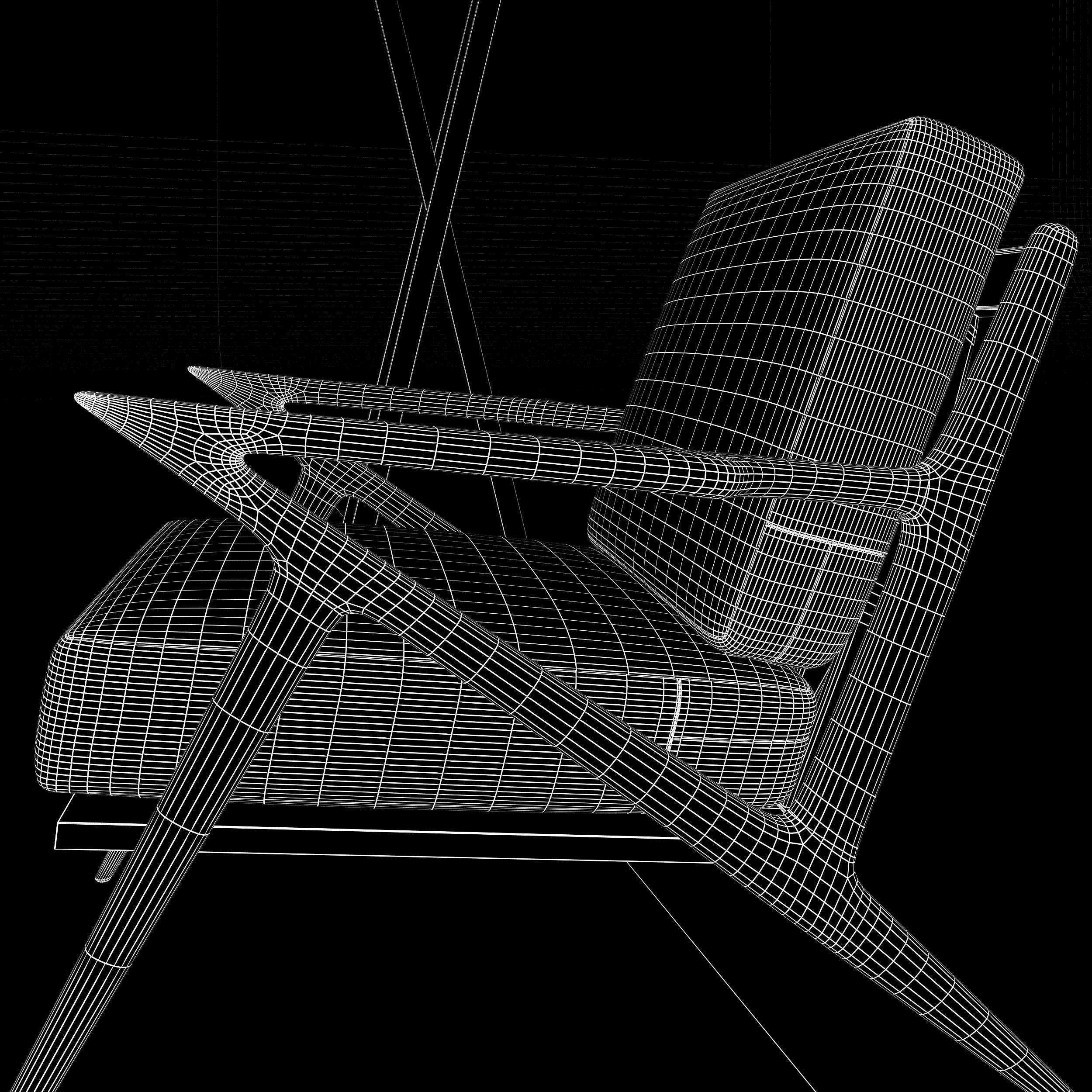 Modern chair with pedestal lamp render ready vray 3D model_4