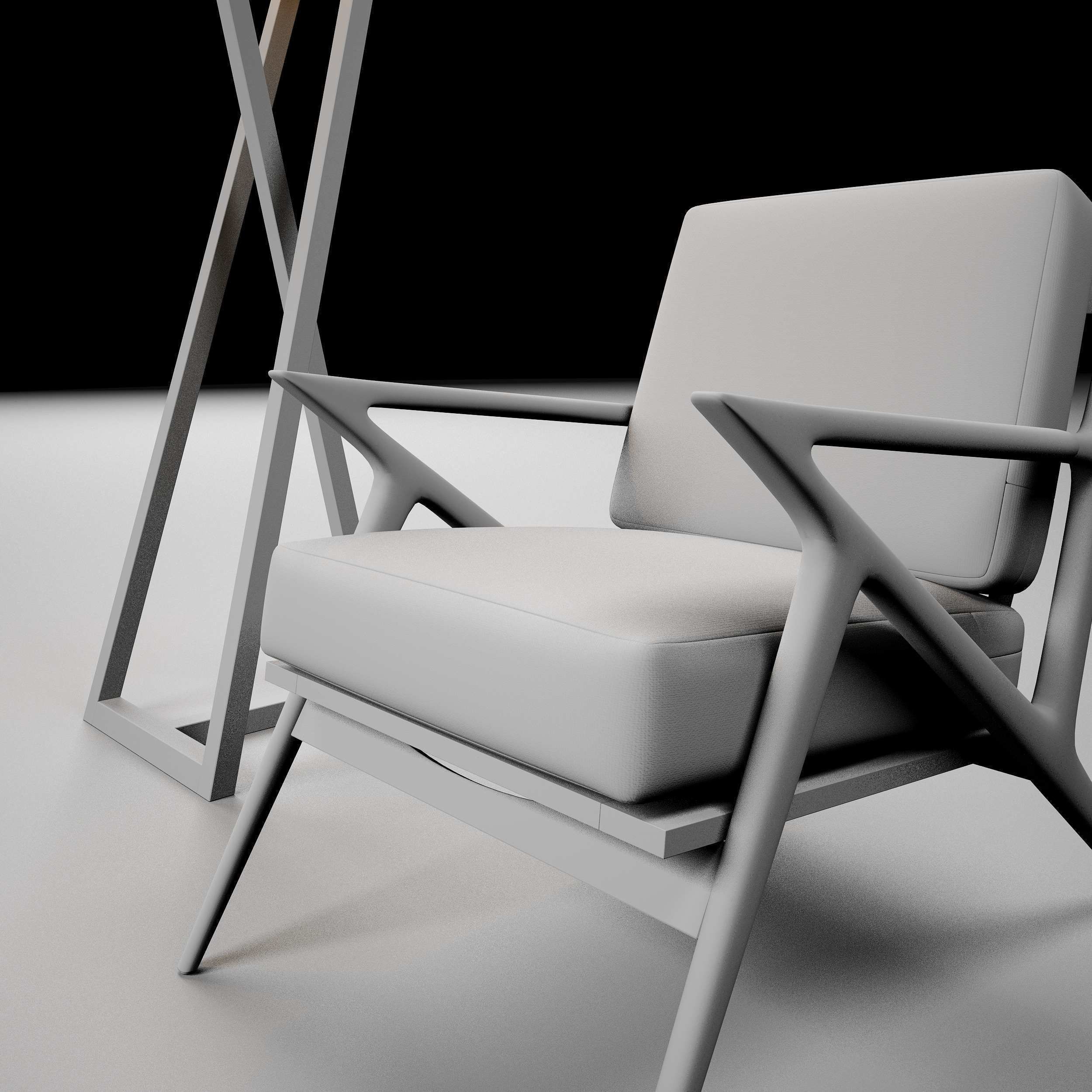Modern chair with pedestal lamp render ready vray 3D model_20