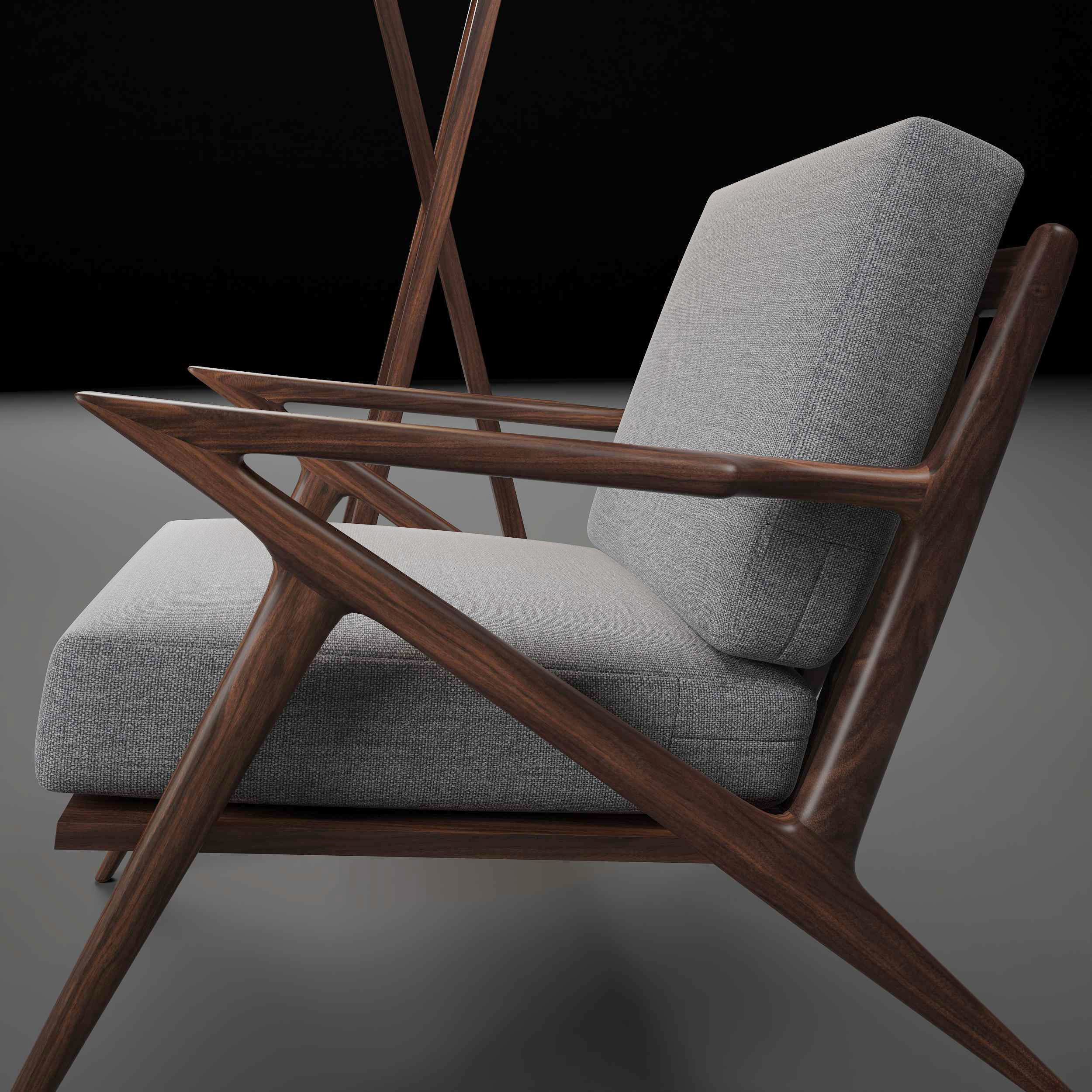 Modern chair with pedestal lamp render ready vray 3D model_3