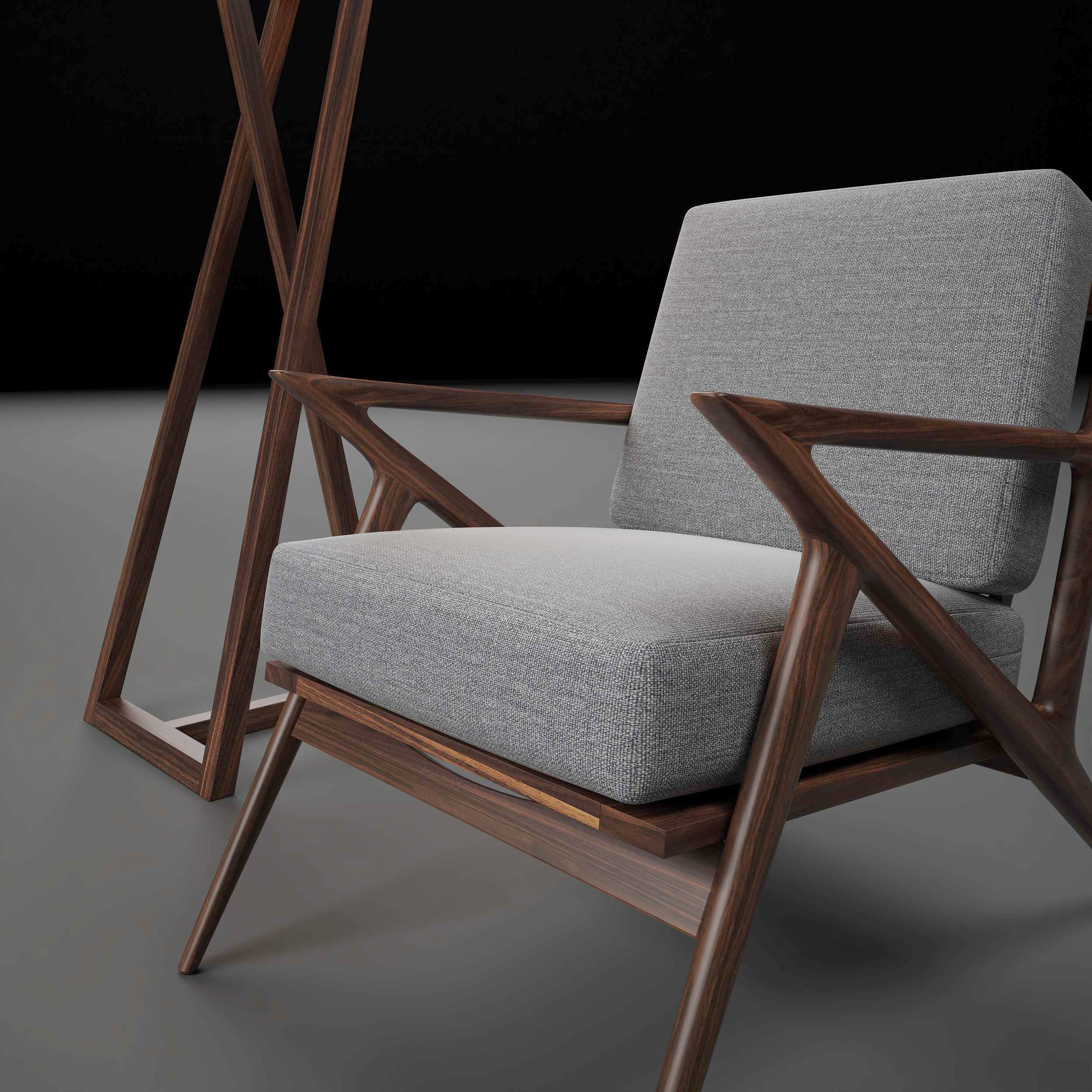 Modern chair with pedestal lamp render ready vray 3D model_18