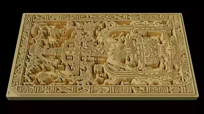 Pakal tomb stone lid aka The Mayan Spaceship 3D print model