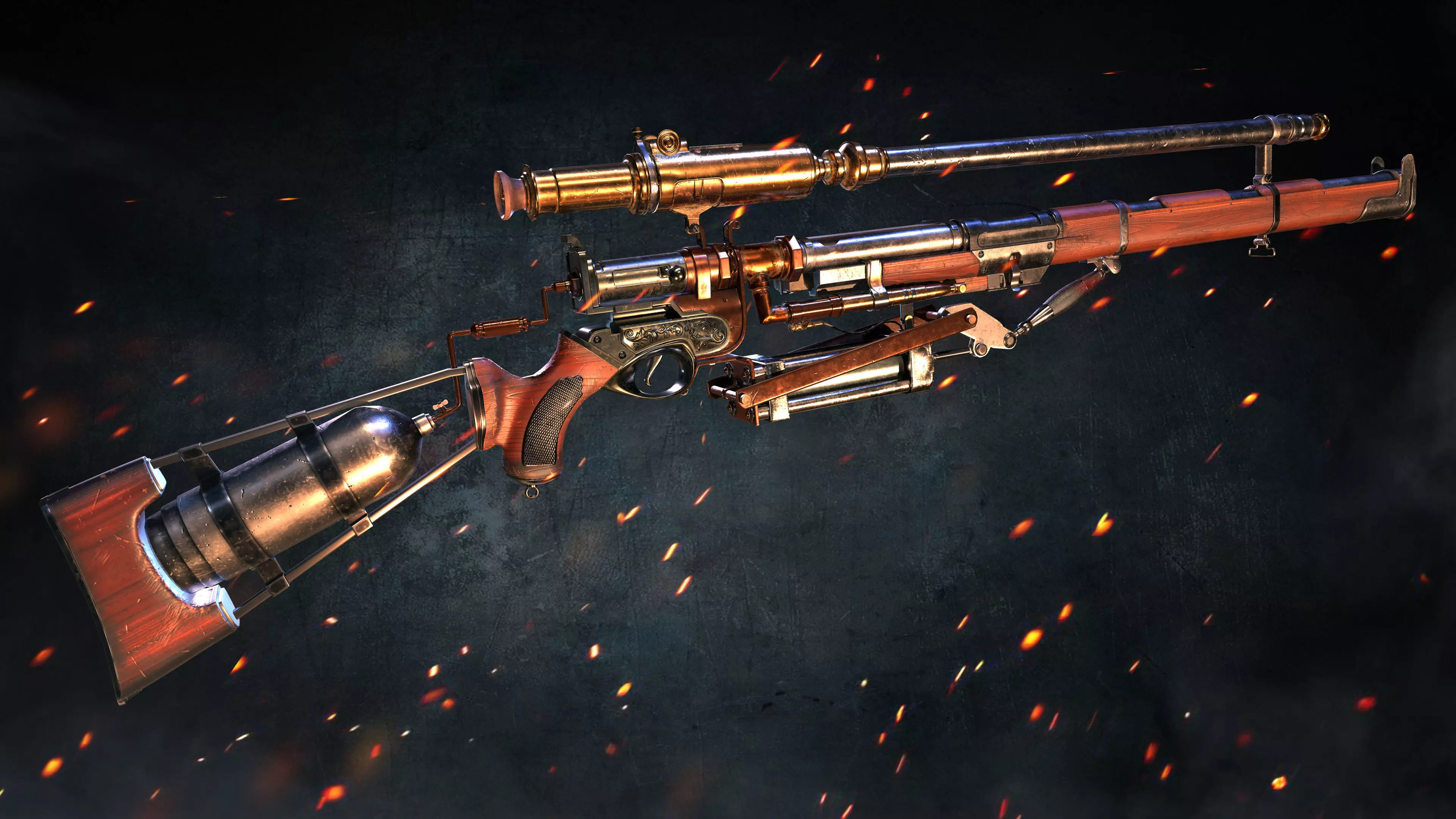 Pneumatic Rifle Low-poly 3D model