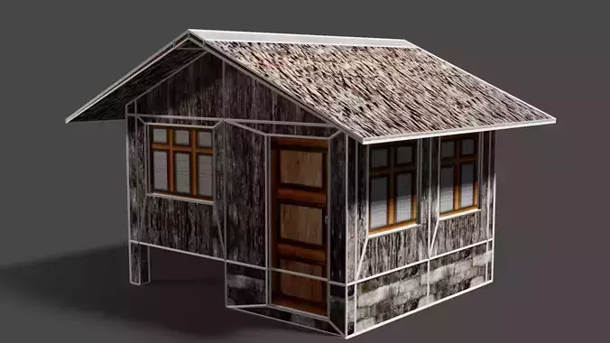 Nipa hut 3d model of a house Low-poly 3D model