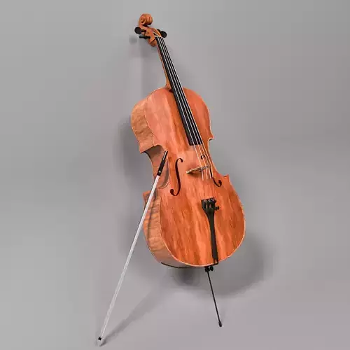 Cello With Bow Low-poly 3D model
