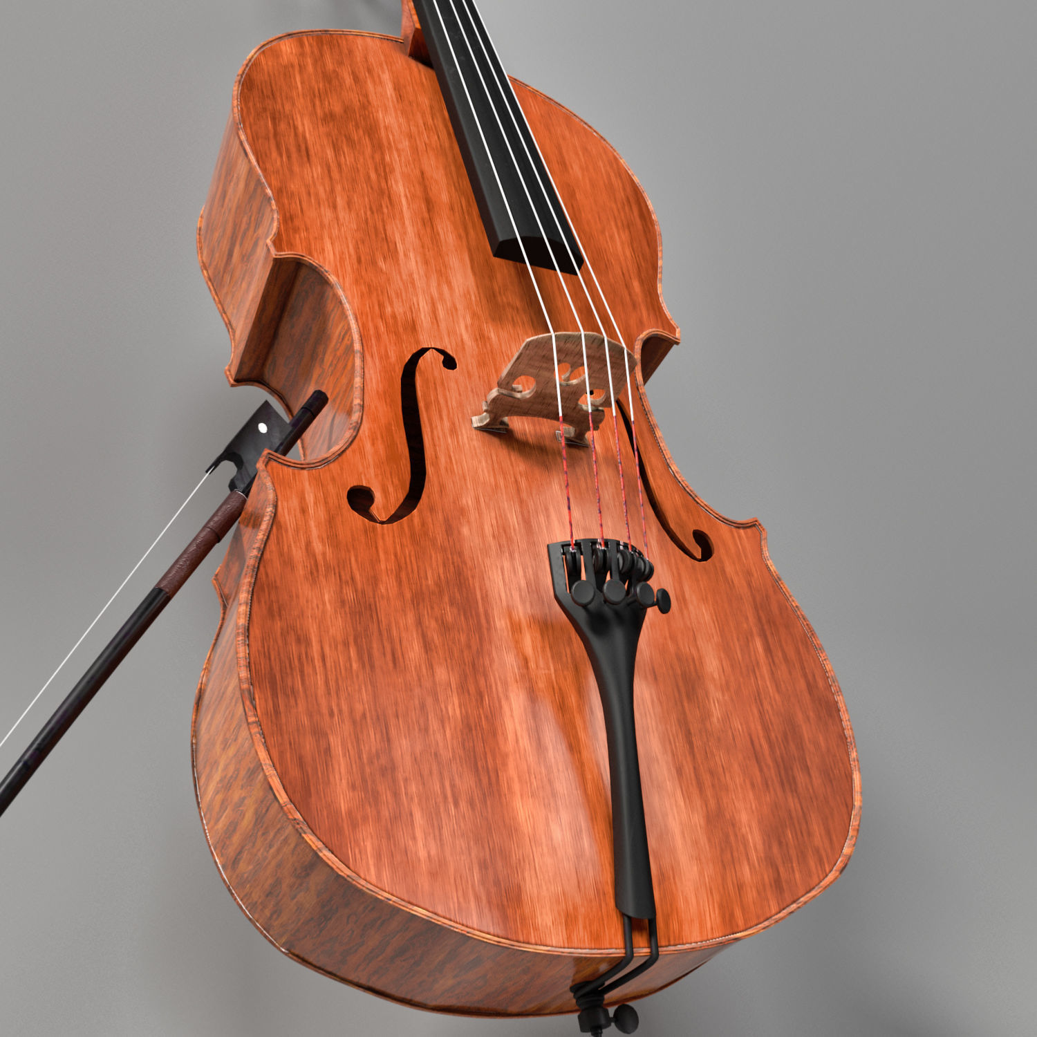 Cello With Bow Low-poly 3D model_3